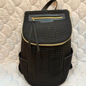 Aimee Kestenberg Black Textured Backpack with Gold Zippers